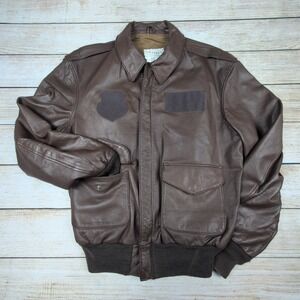 VTG 80s, 90s SADLLERY TYPE A2 Men's Brown Leather Air Force Jacket Size 40L